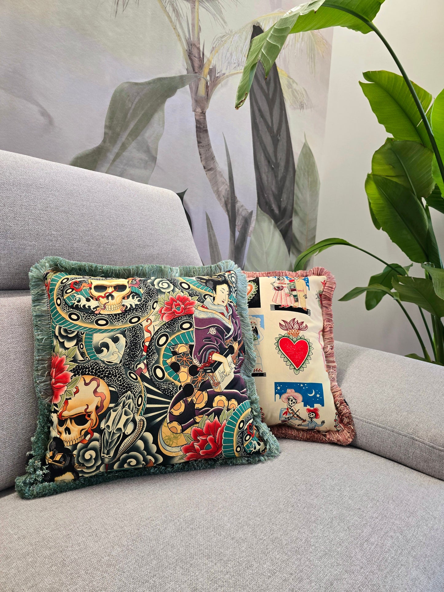 CUSCINO ex voto beige con frange