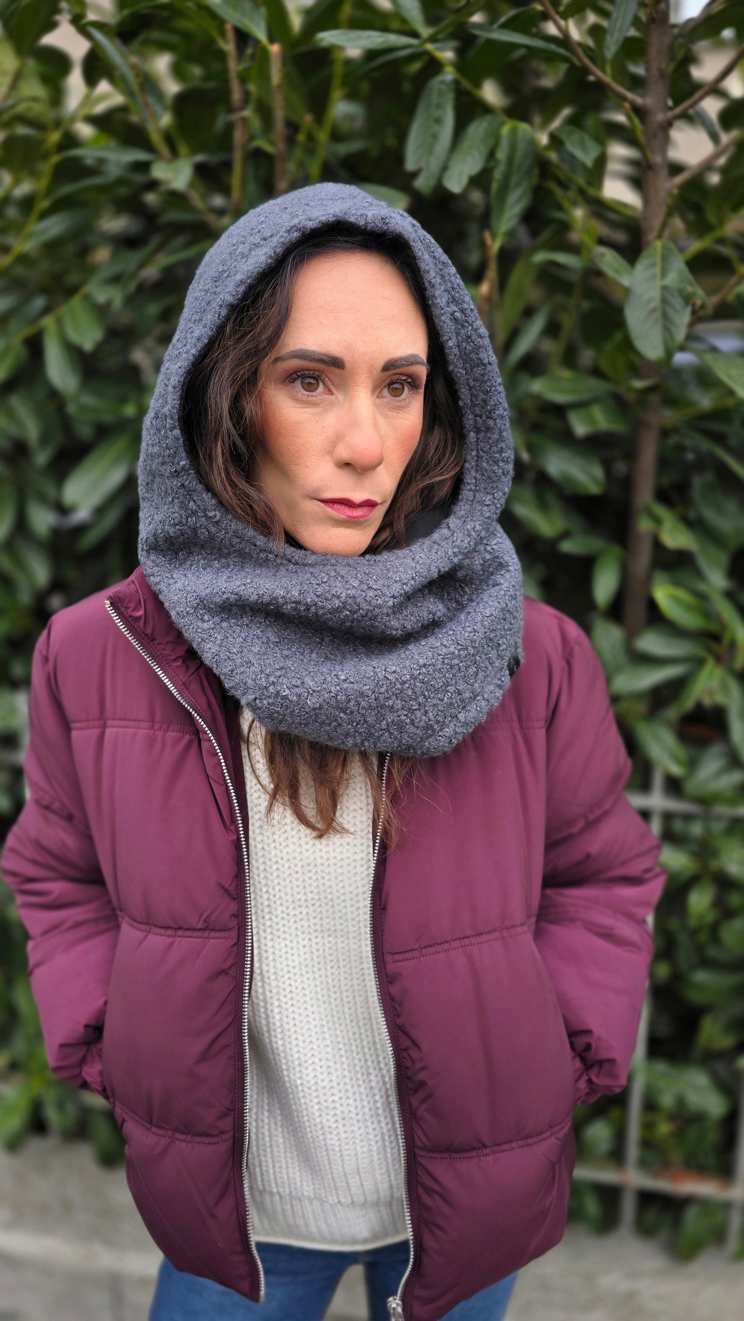 BALACLAVA lana bouclé grigio