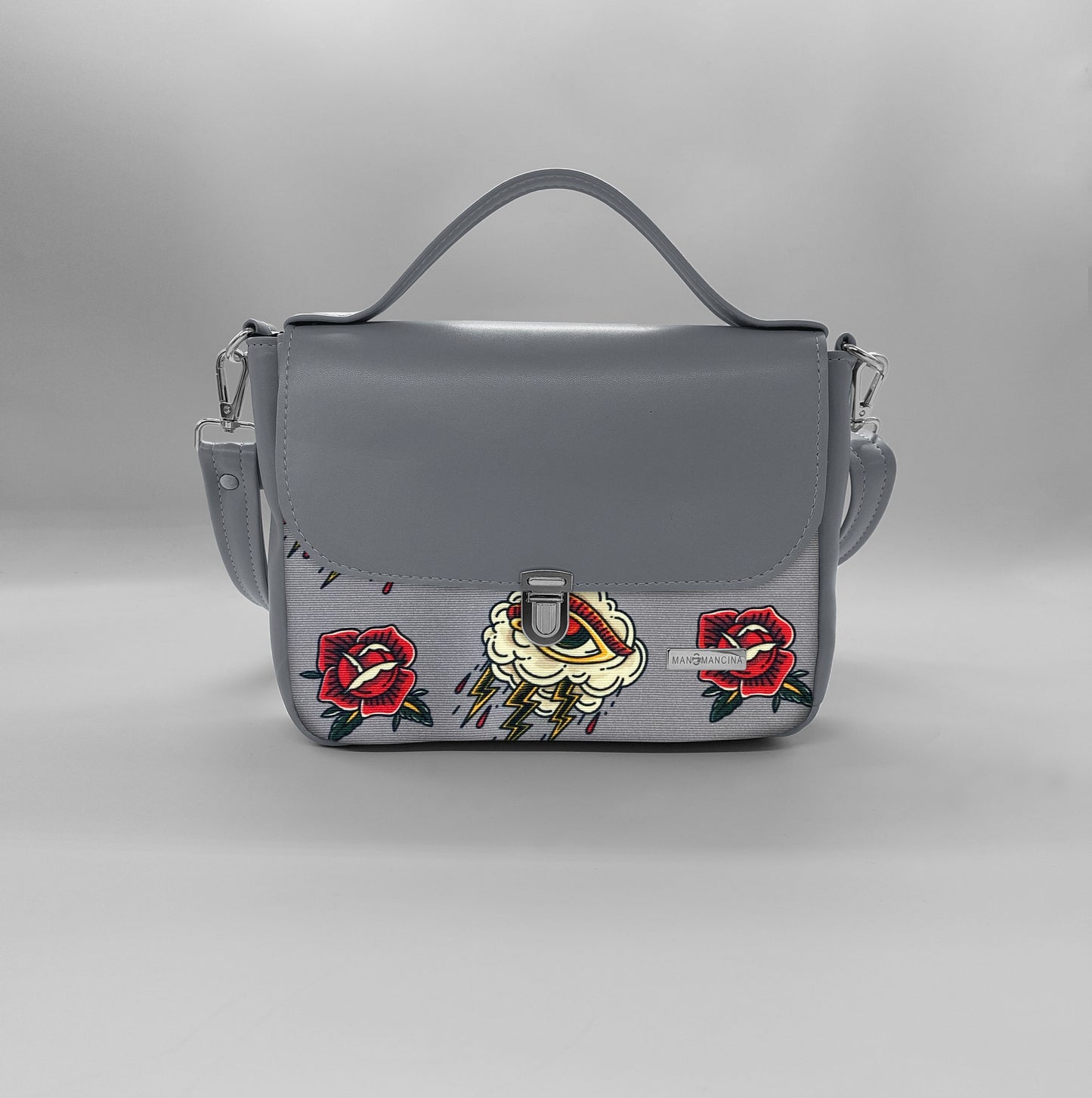 "DOTTY" VEGAN mini SIMILPELLE grigio / tattoo grigio