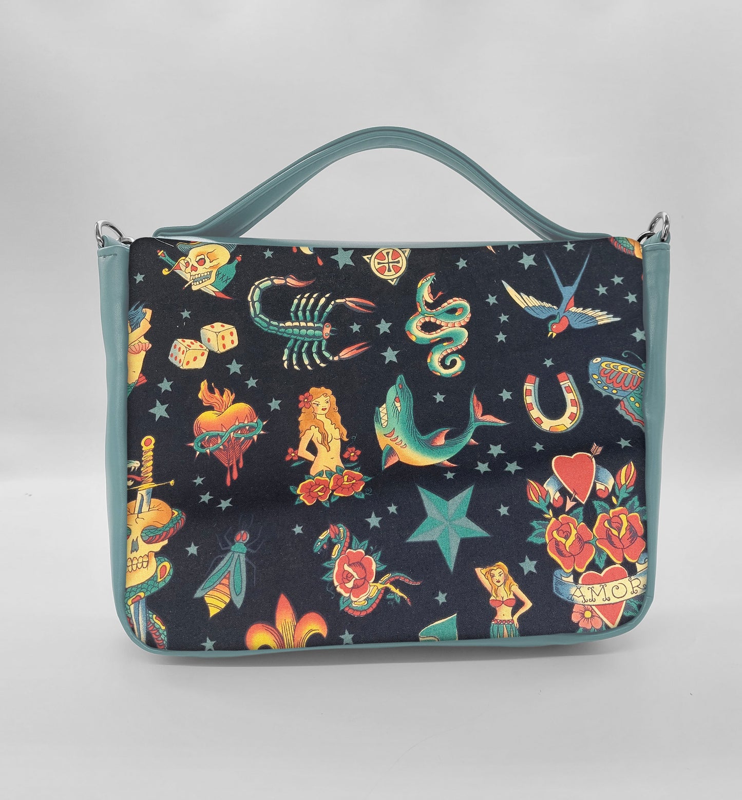 "DOTTY" VEGAN midi SIMILPELLE verde pastello/ tattoo one
