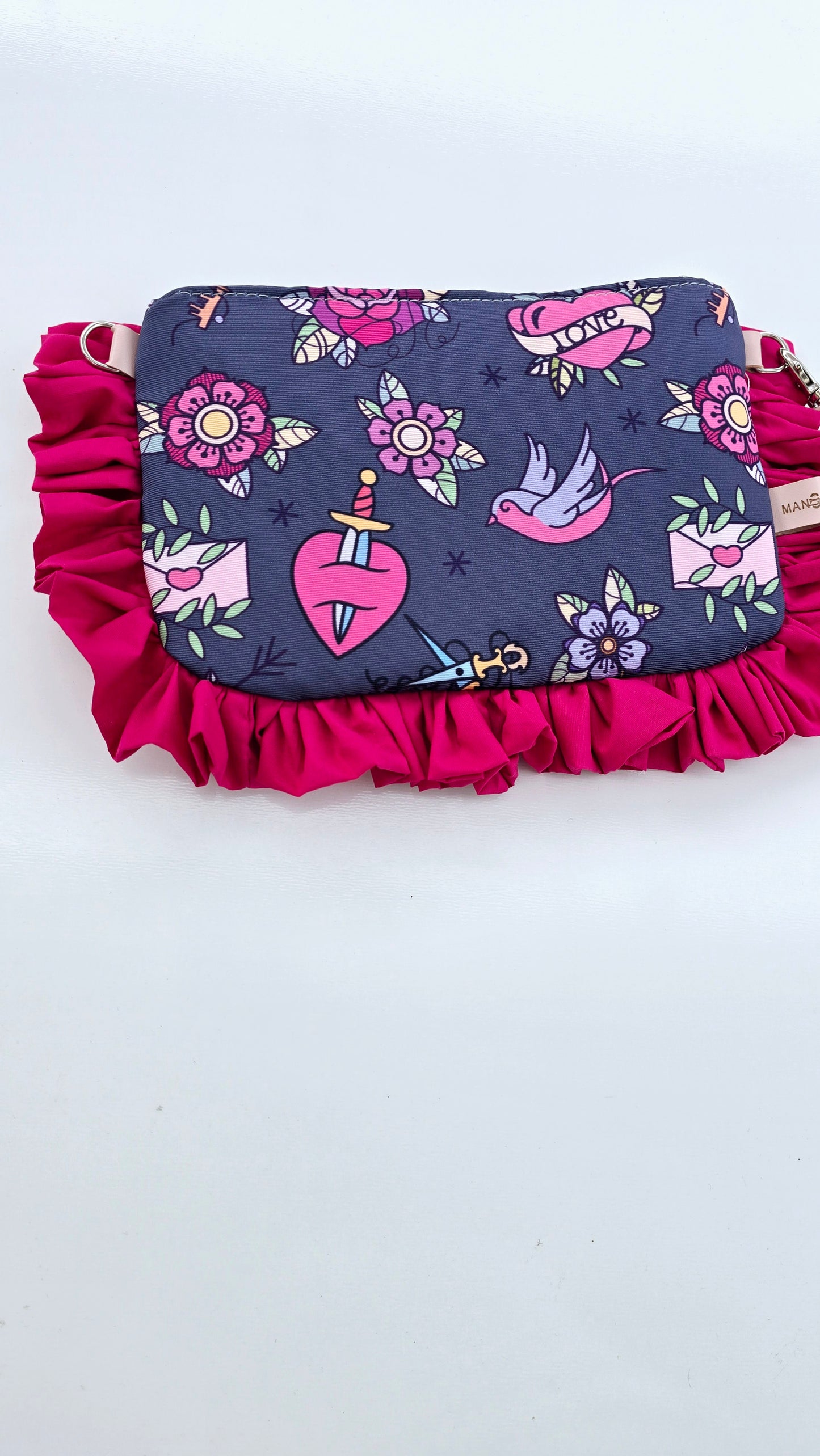 "MIRTA" pochette con rouches LOVE PINK