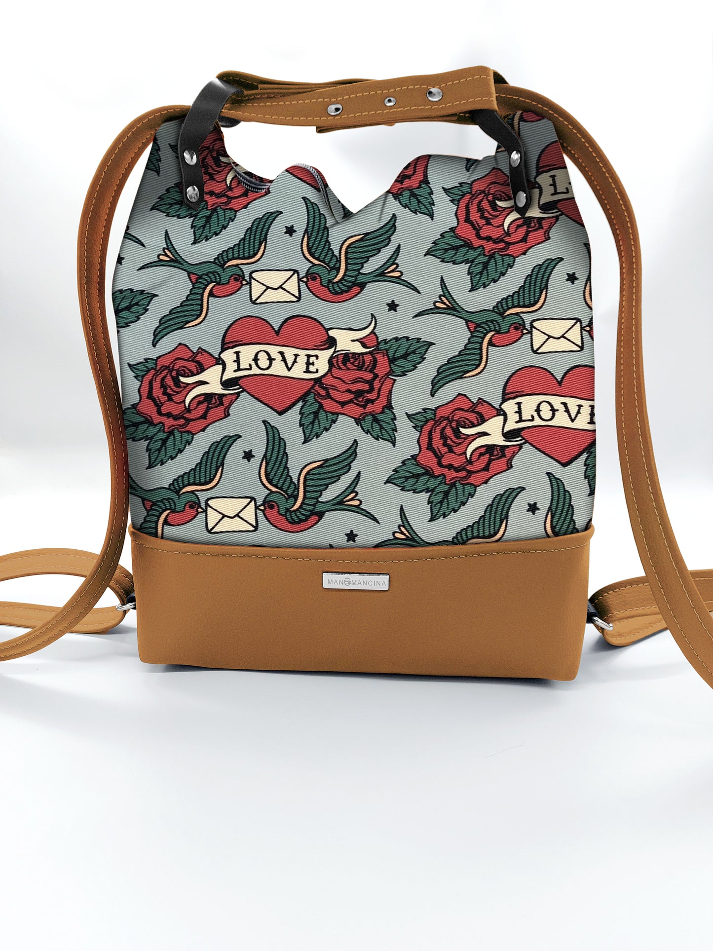 BORSA/ZAINO "BETTA" 2 IN 1 - CUOIO / love rondini