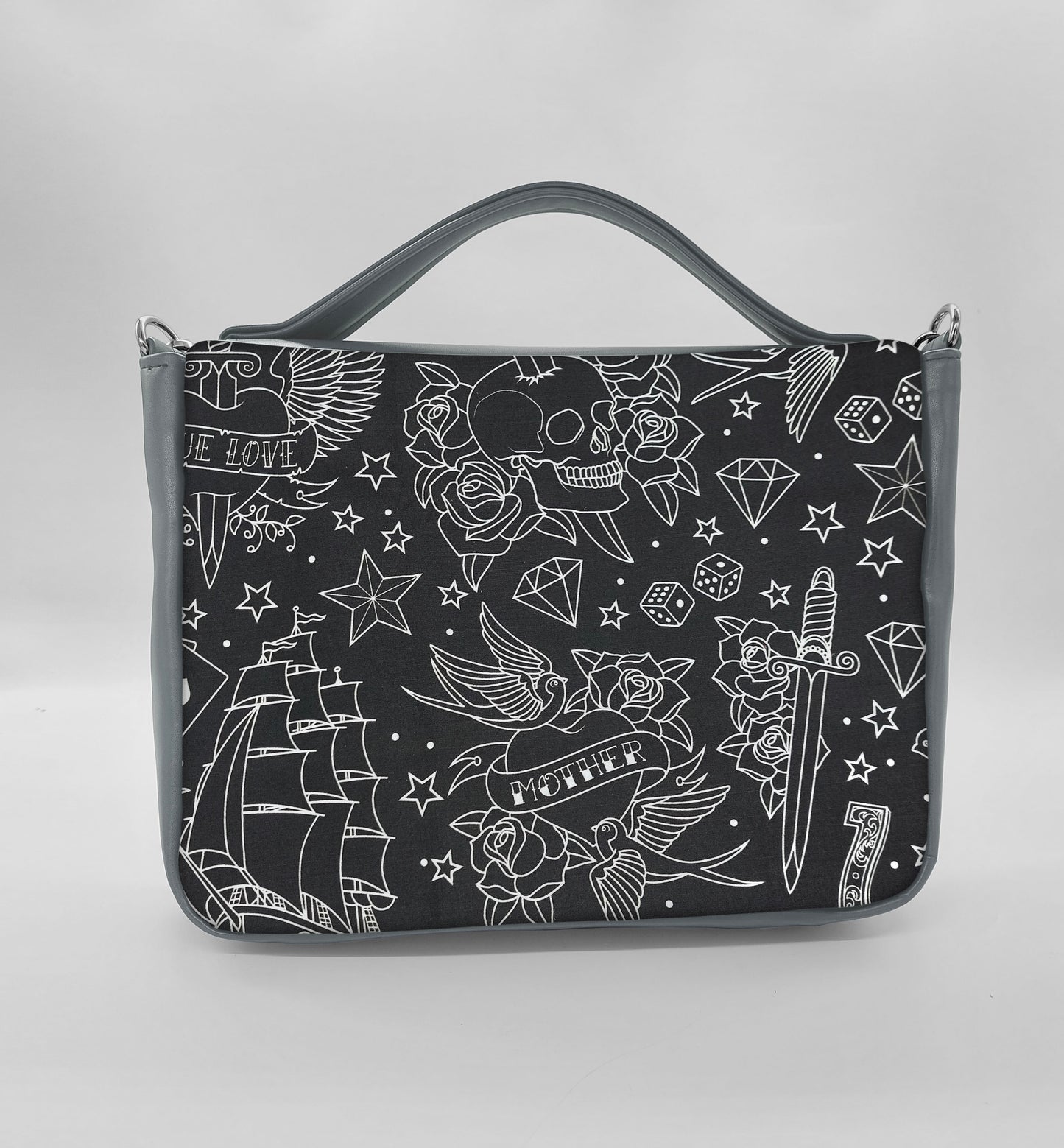 "DOTTY" VEGAN midi SIMILPELLE grigio/tattoo black