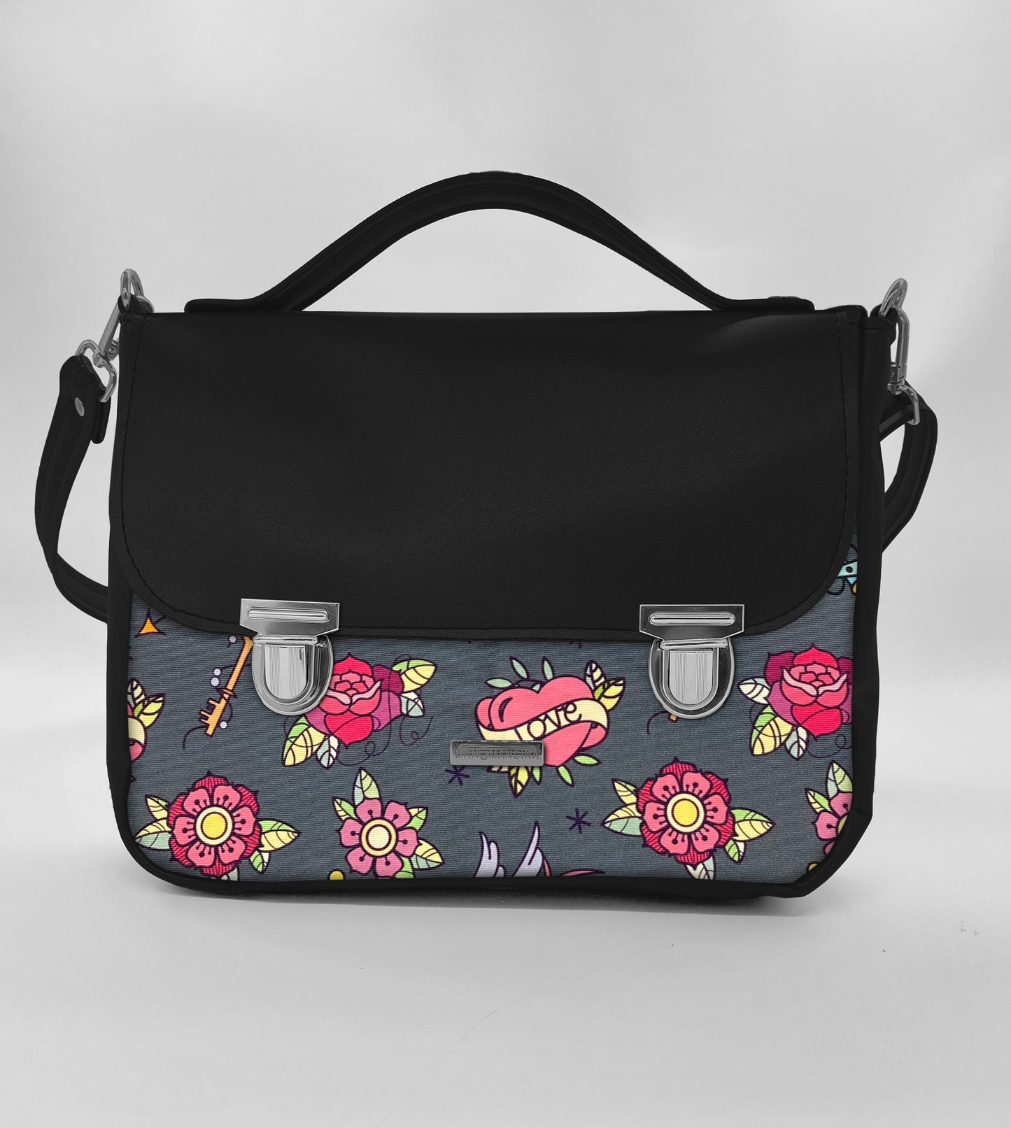 "DOTTY" VEGAN maxi SIMILPELLE nero / love pink