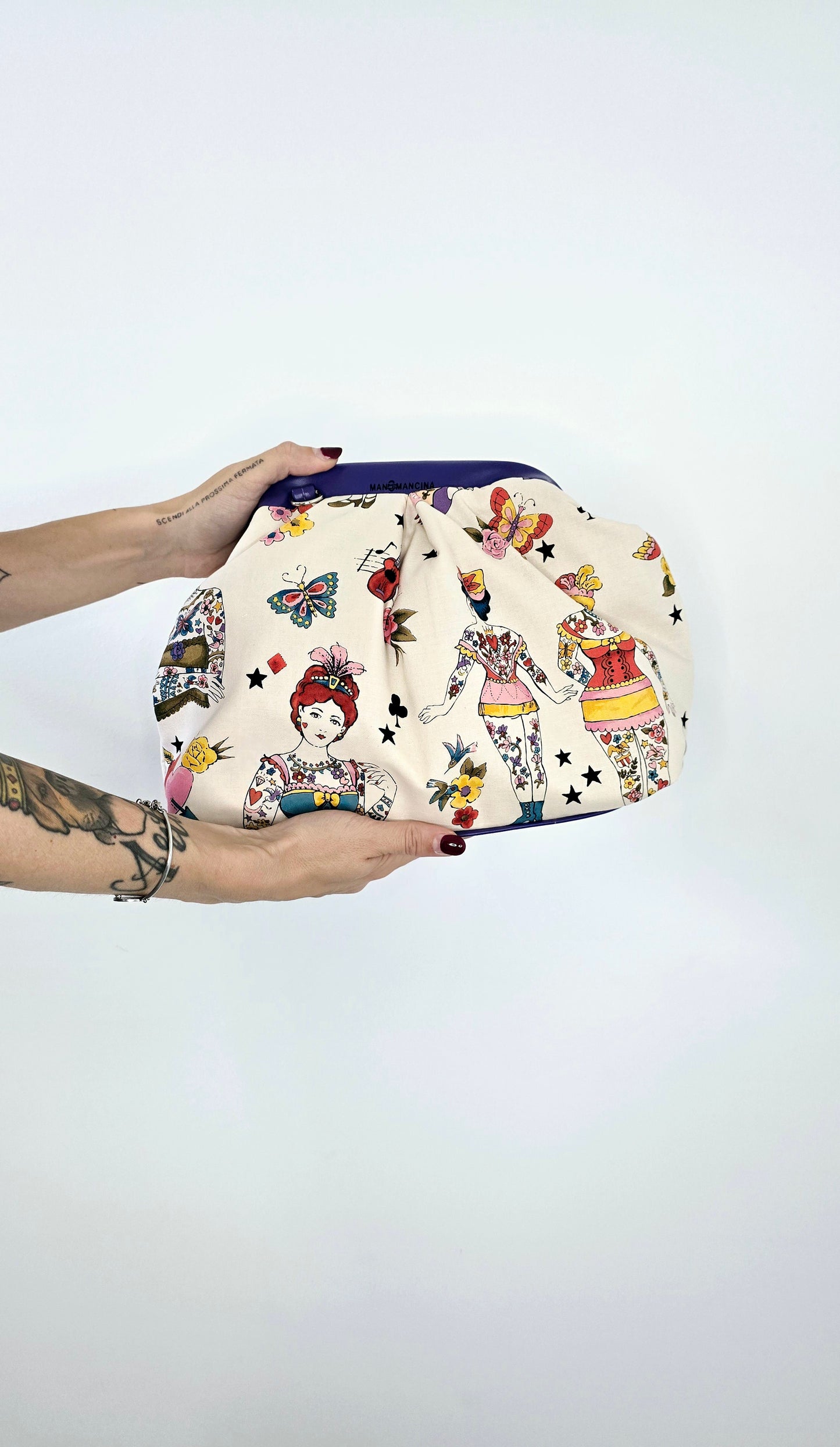 BORSA CLIC CLAC tracolla regolabile viola/donne tattoo