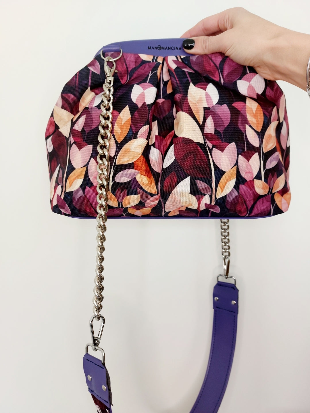 BORSA CLIC CLAC viola / foglie