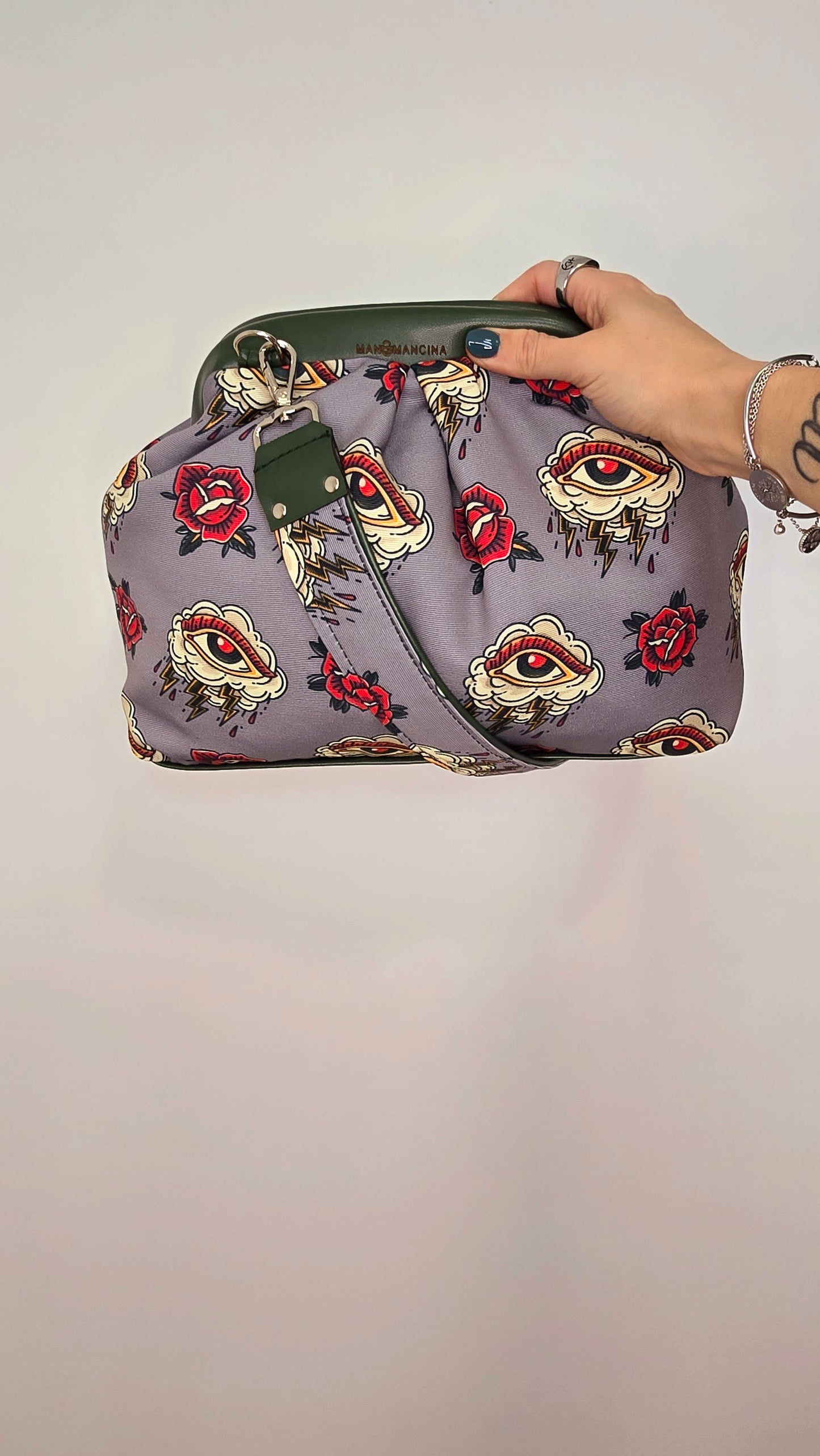 BORSA CLIC CLAC verde / tatto grigio