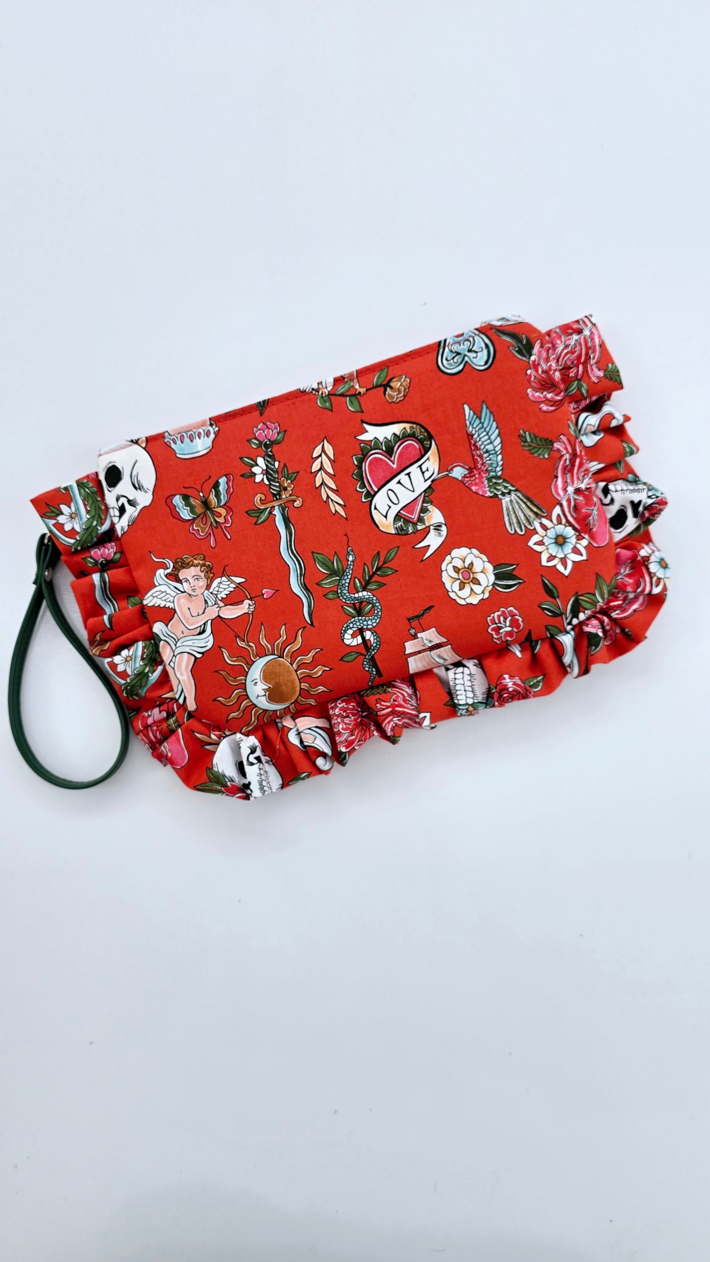 "MIRTA" pochette con rouches TELL TALE ROSSO