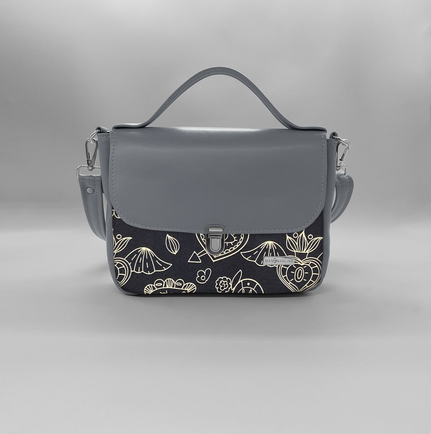 "DOTTY" VEGAN mini SIMILPELLE grigio / ex voto nero