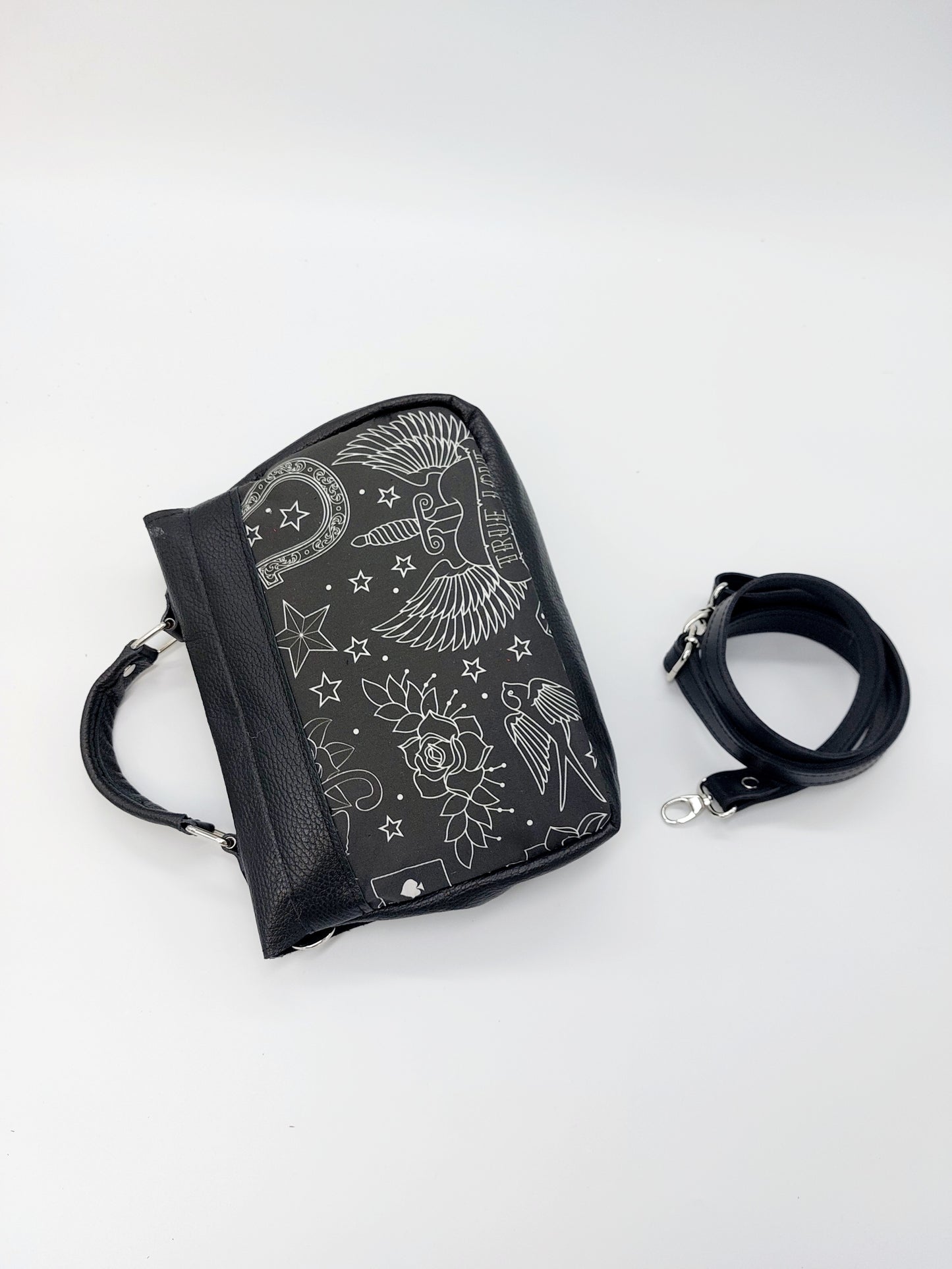 "DOTTY" VERA PELLE mini NERO/TATTOO NERO