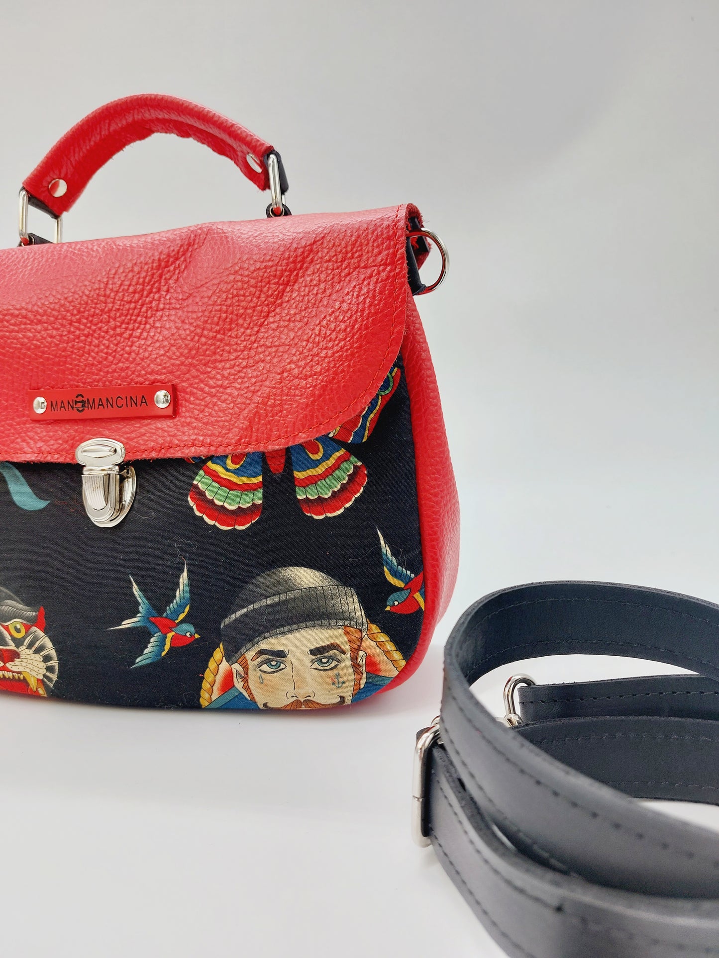 "DOTTY" VERA PELLE mini ROSSO/SAILOR