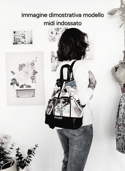 BORSA ZAINO 3 IN 1 cuoio / tattoo grigio