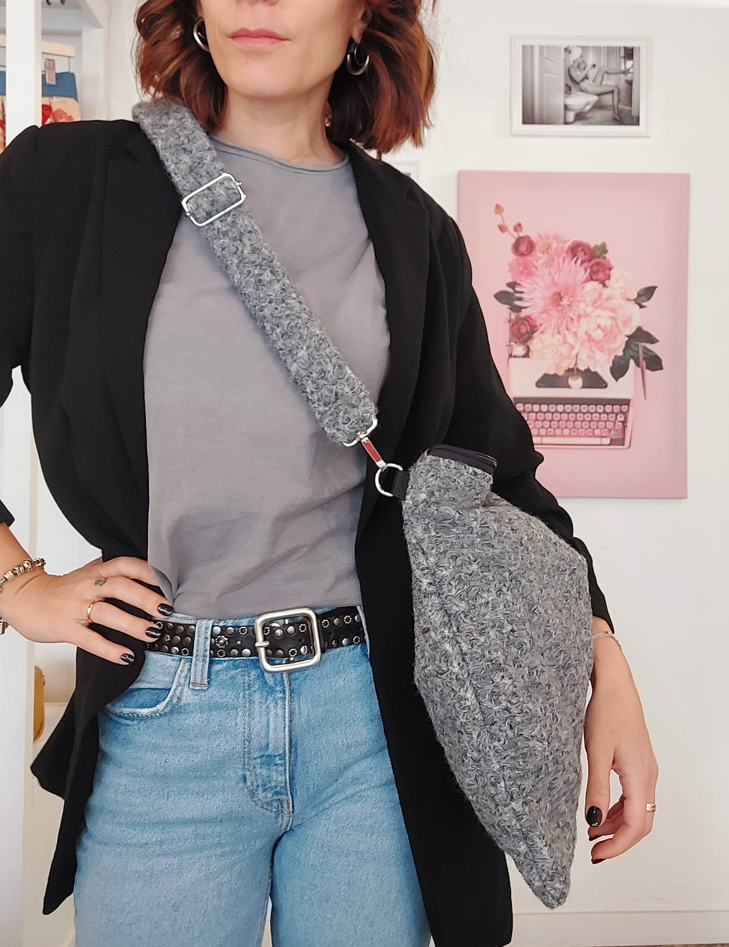 "ELSA" winter bag GREY tracolla maxi lana