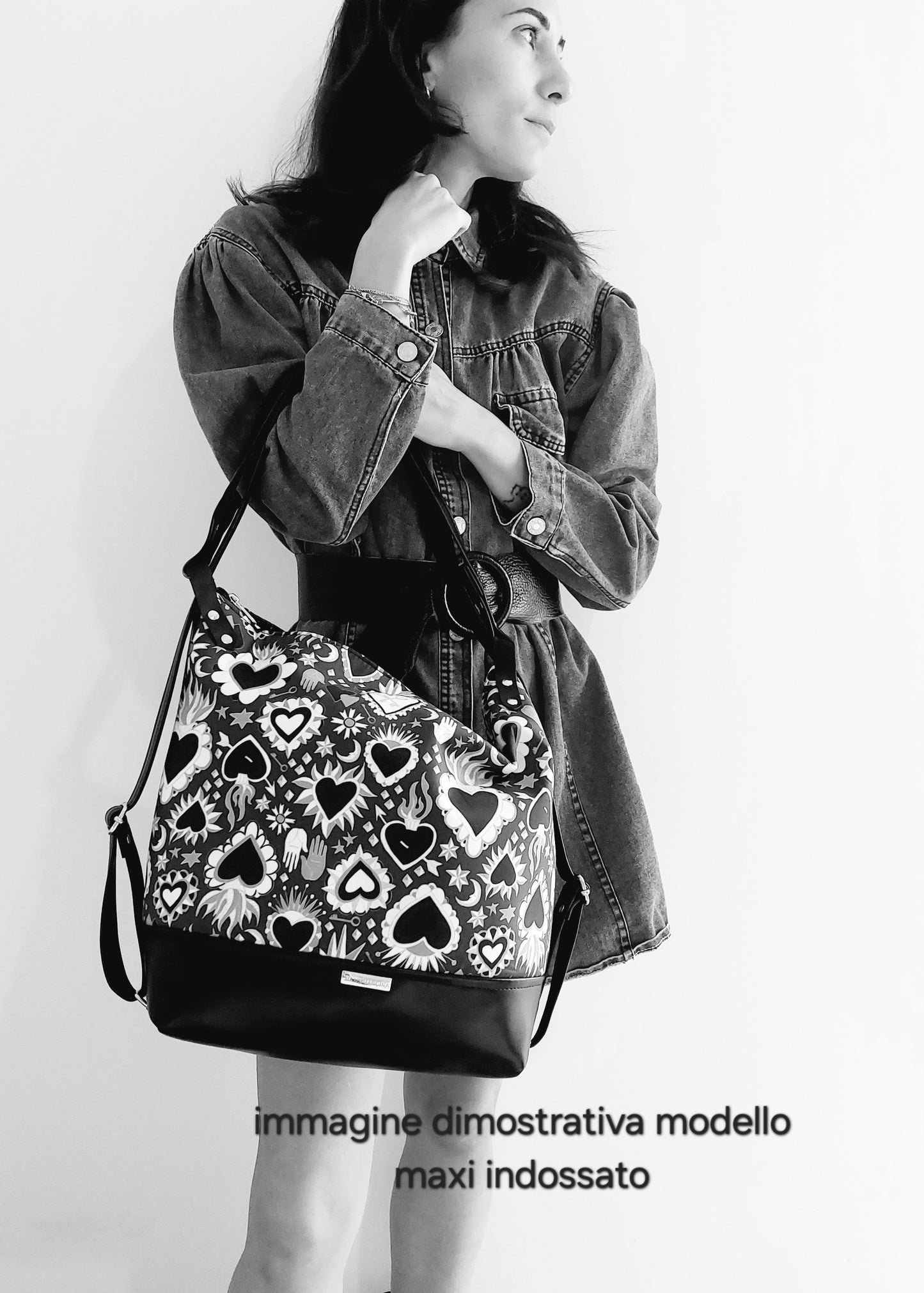 BORSA/ZAINO "BETTA" 2 IN 1 - CUOIO tinta unita