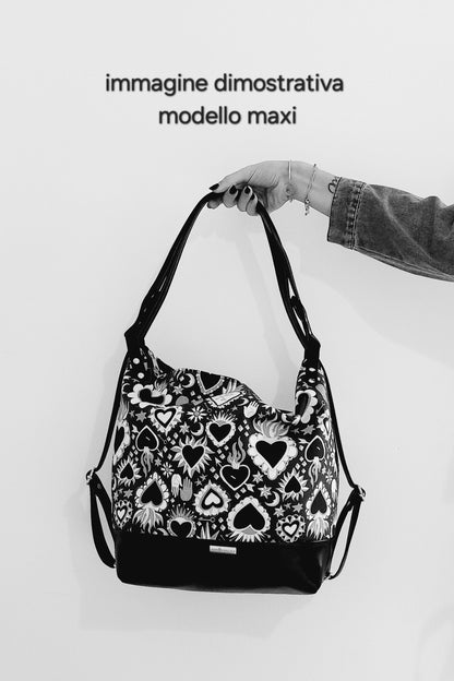 BORSA/ZAINO "BETTA" 2 IN 1 - NERO / ex voto nero