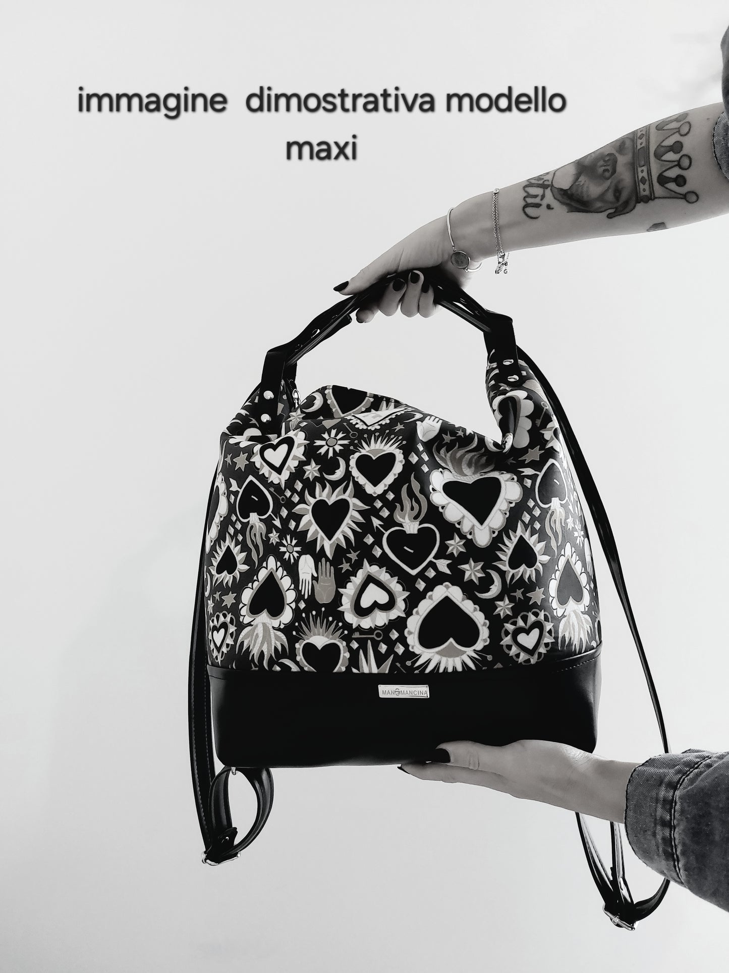 BORSA/ZAINO "BETTA" 2 IN 1 - CUOIO tinta unita