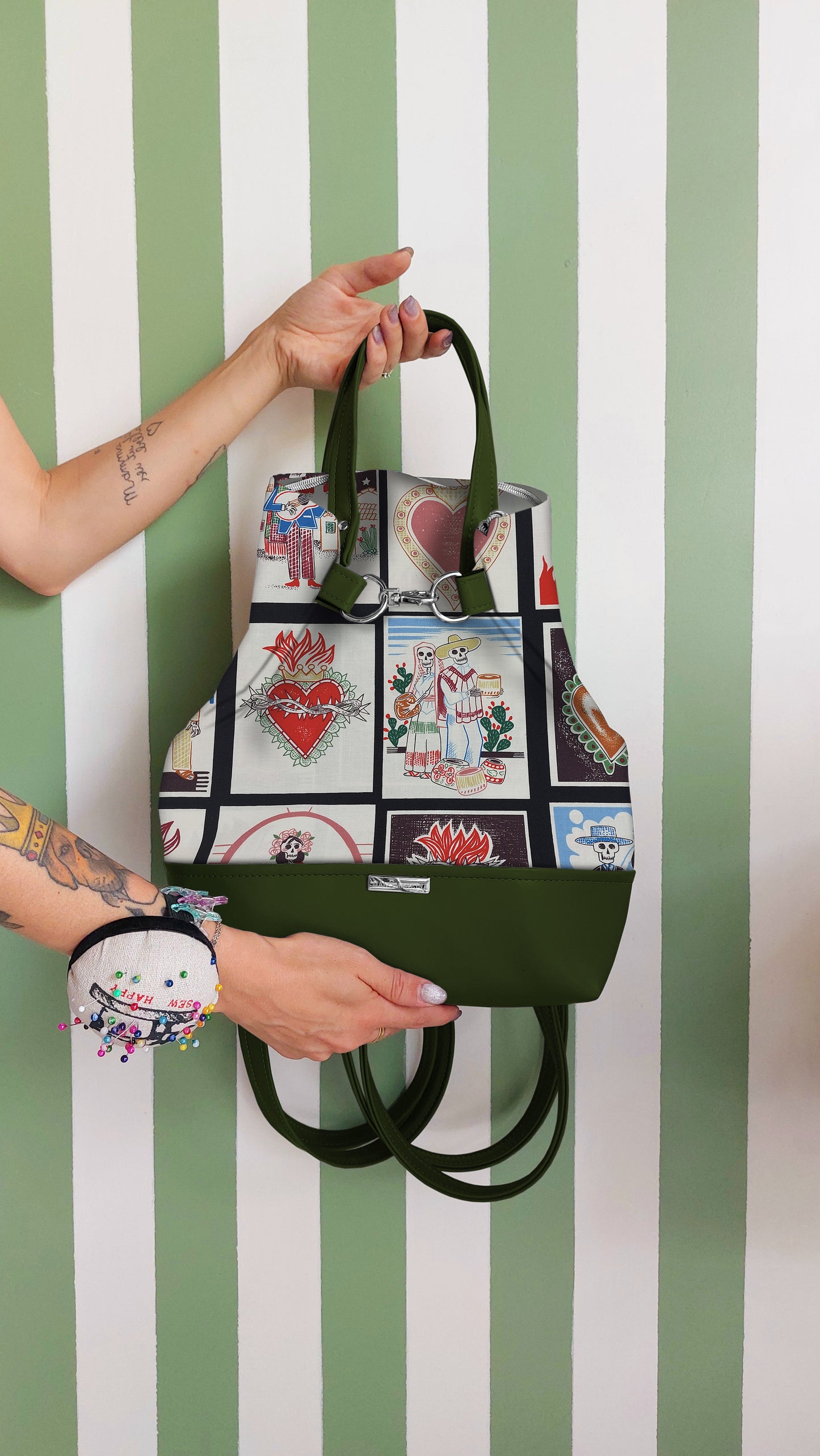 BORSA ZAINO 3 IN 1 VERDE / ex voto nero