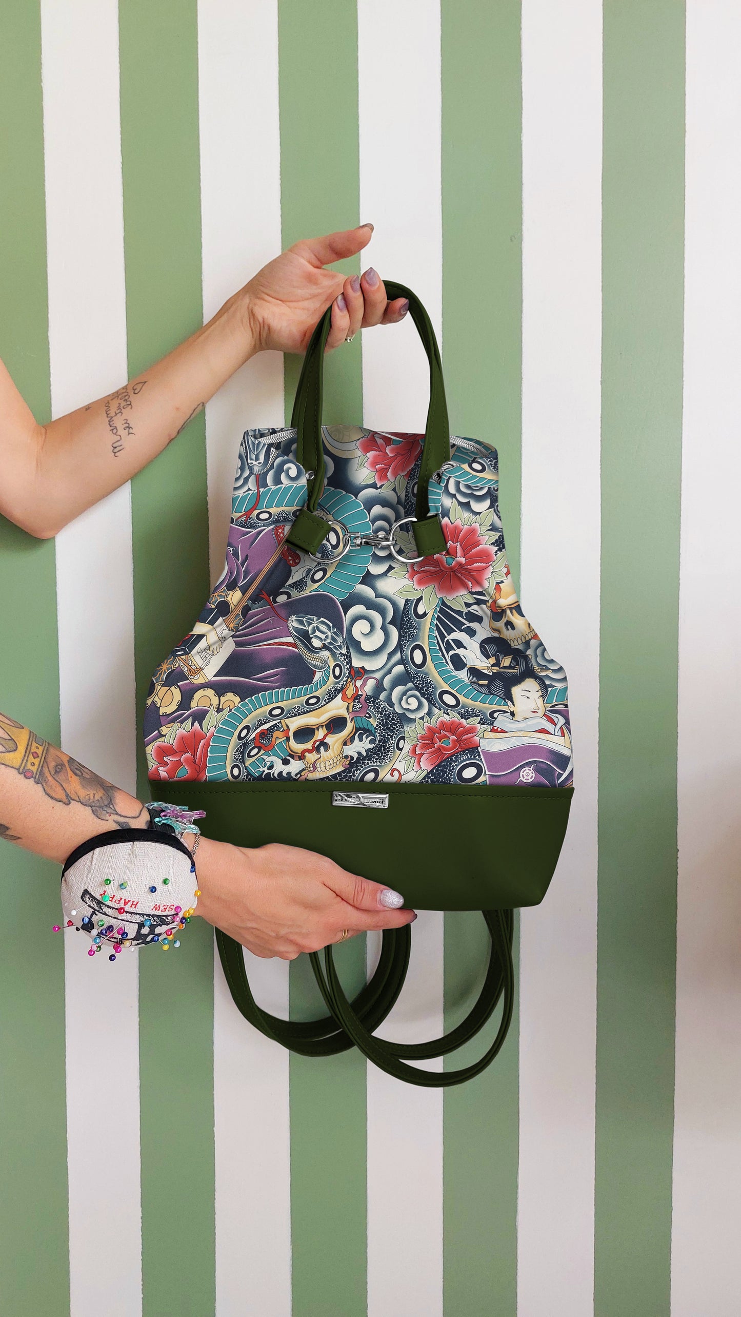 BORSA ZAINO 3 IN 1 VERDE / japan multicolor
