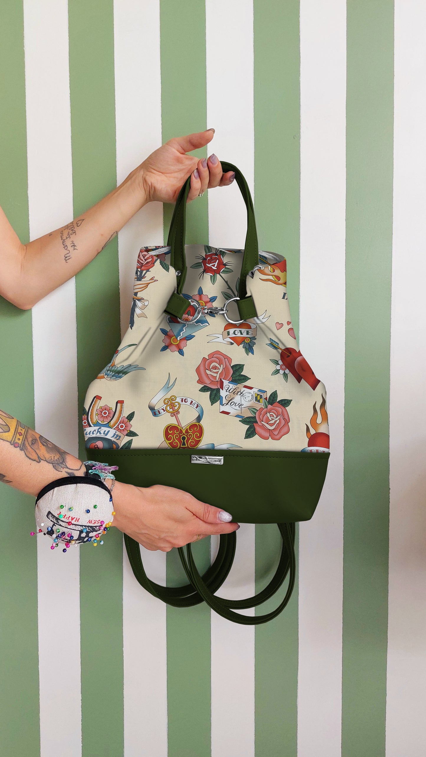 BORSA ZAINO 3 IN 1 VERDE / new love