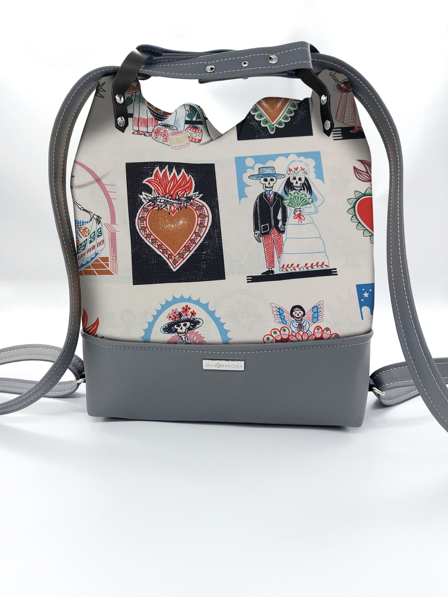 BORSA/ZAINO "BETTA" 2 IN 1 - GRIGIO / ex voto beige