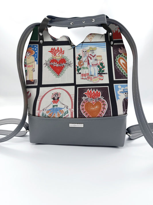 BORSA/ZAINO "BETTA" 2 IN 1 - GRIGIO / ex voto nero