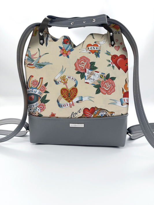 BORSA/ZAINO "BETTA" 2 IN 1 - GRIGIO / new love beige