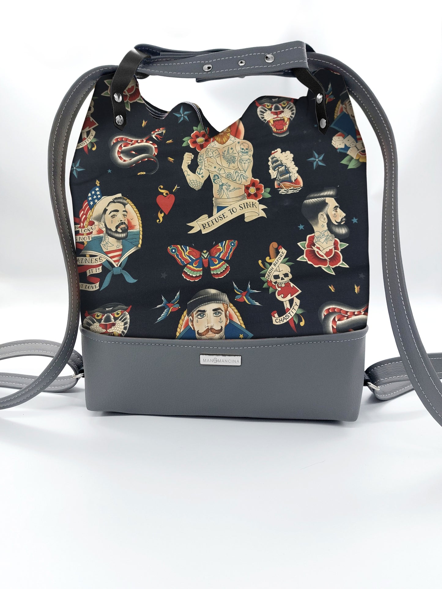BORSA/ZAINO "BETTA" 2 IN 1 - GRIGIO / sailor