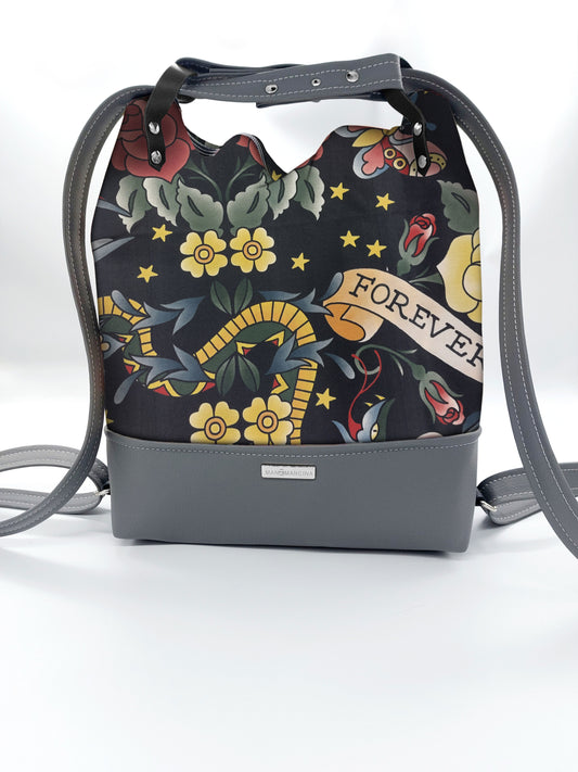 BORSA/ZAINO "BETTA" 2 IN 1 - GRIGIO / true love nero