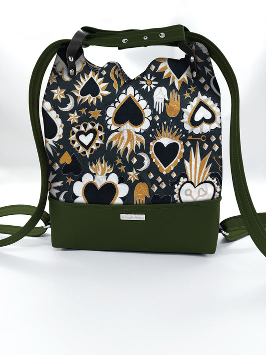 BORSA/ZAINO "BETTA" 2 IN 1 - VERDE/ex voto verde