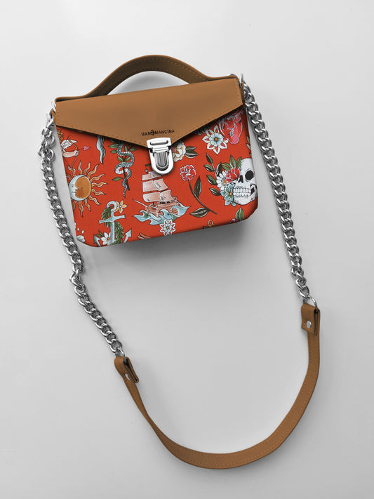 BORSETTA cuoio/tell tale rosso