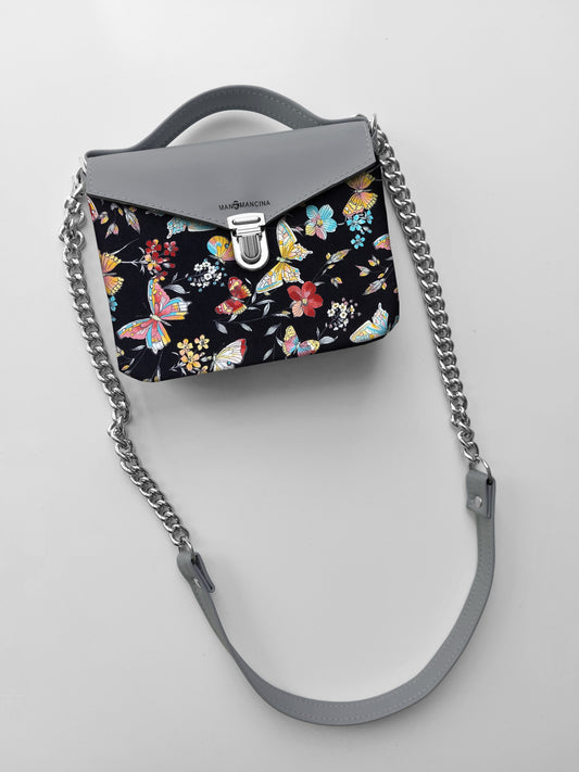 BORSETTA grigio/butterfly nero