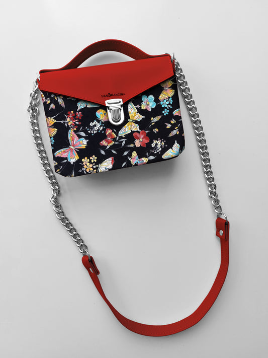 BORSETTA rosso/butterfly nero