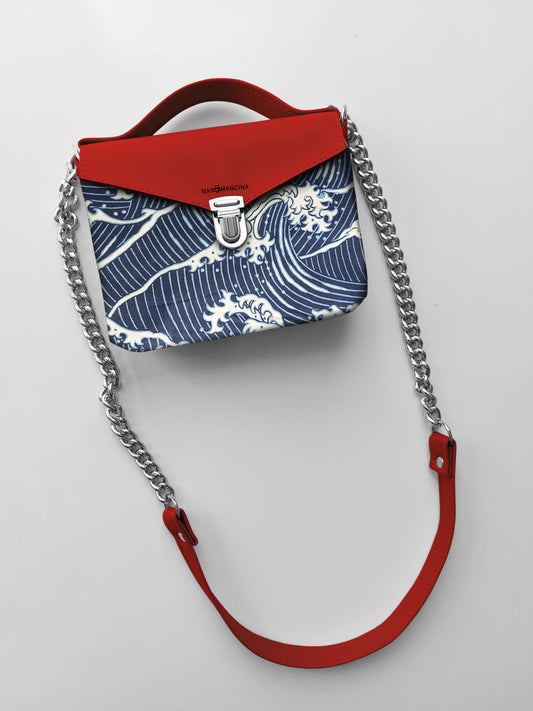 BORSETTA rosso/onde blu