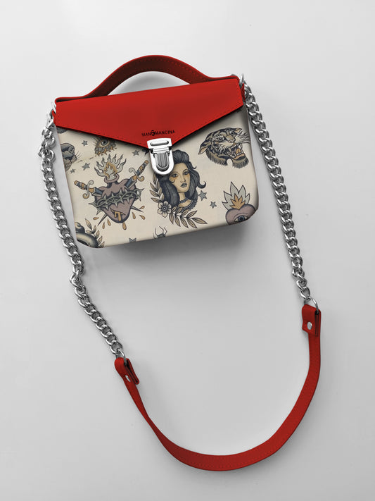 BORSETTA rosso/tattoo beige