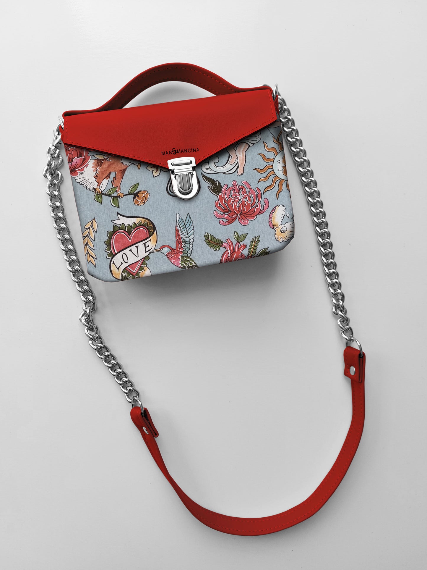 BORSETTA rosso/tell tale azzurro