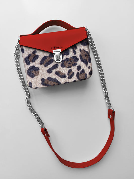 BORSETTA rosso/animalier