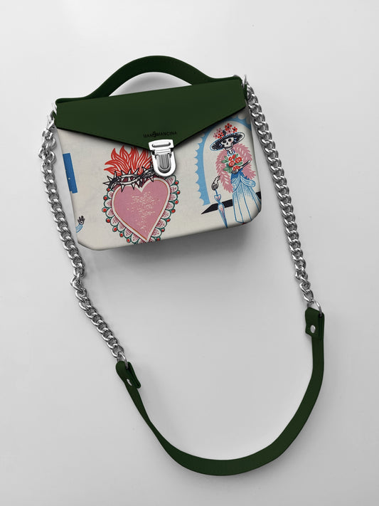BORSETTA verde/ex voto beige