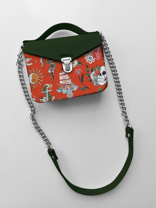 BORSETTA verde/tell tale rosso