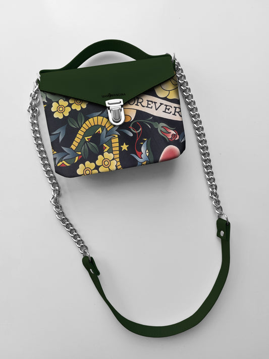 BORSETTA verde/true love nero