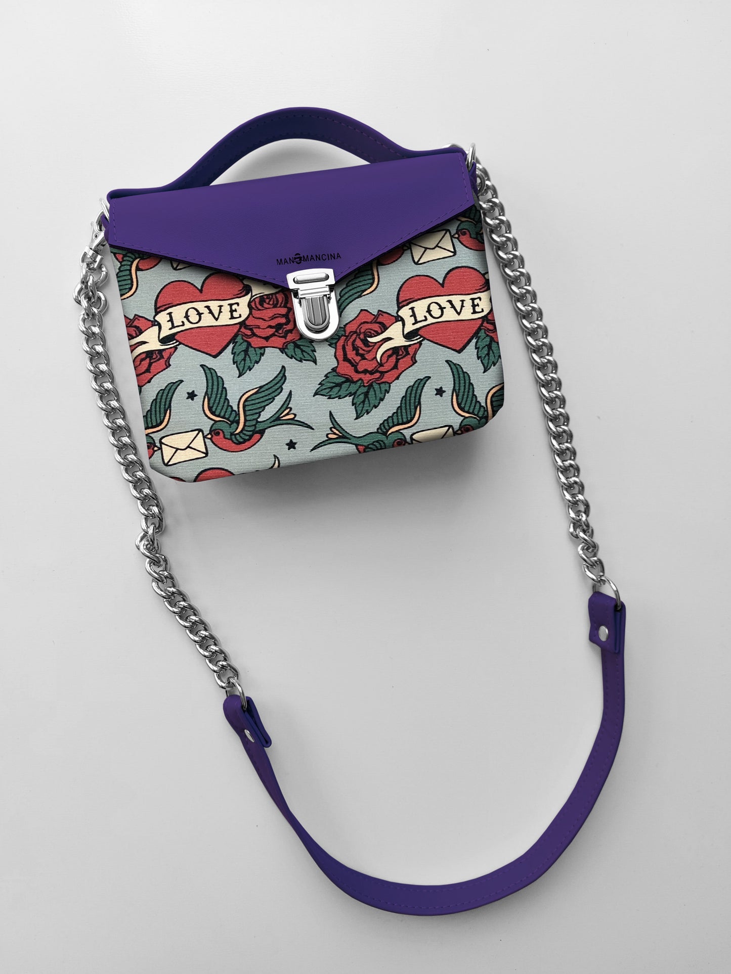 BORSETTA viola / love rondini