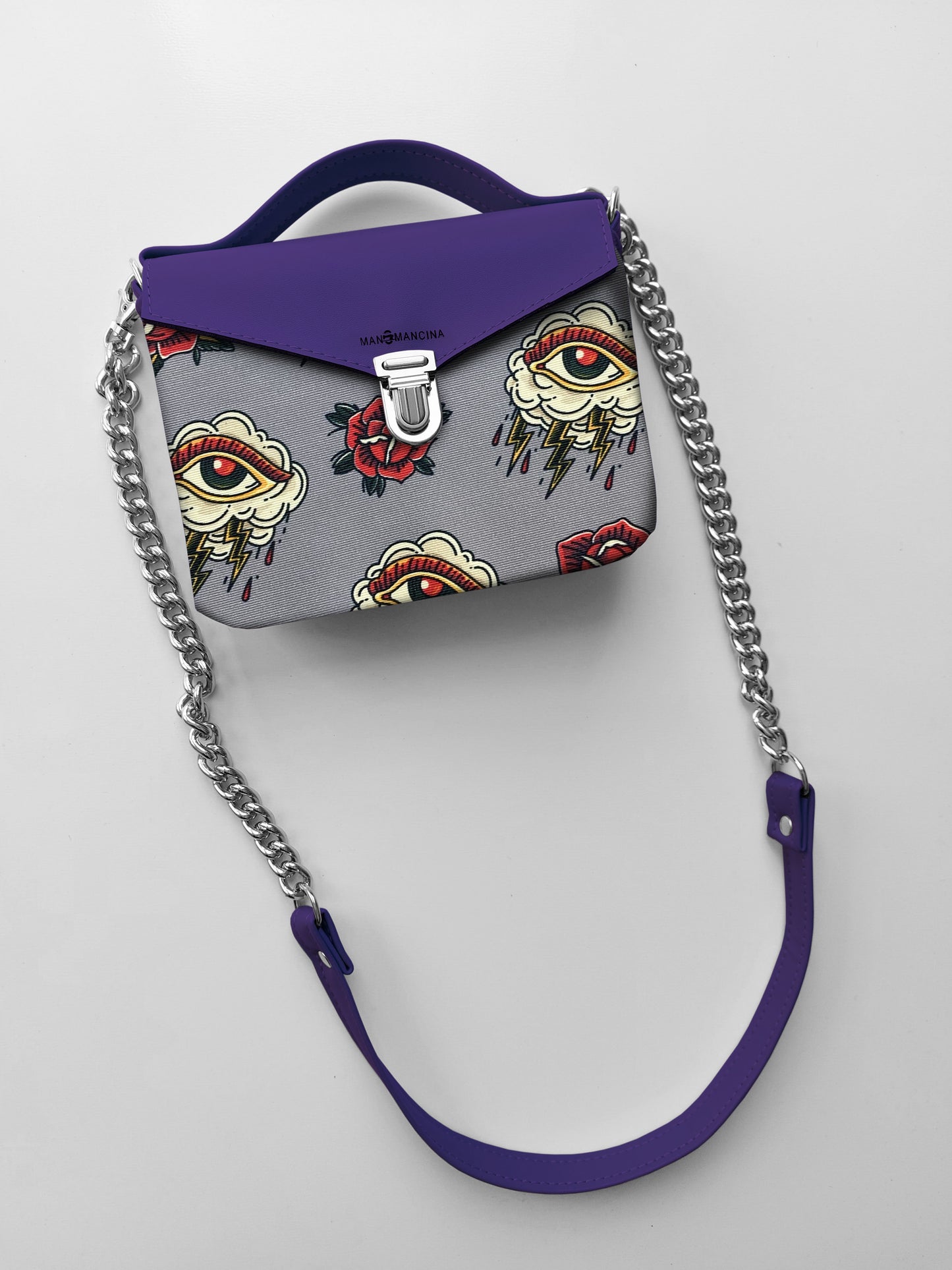 BORSETTA viola / tattoo grigio