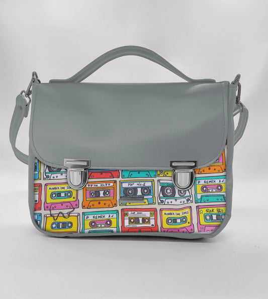 "DOTTY" VEGAN maxi SIMILPELLE grigio/music