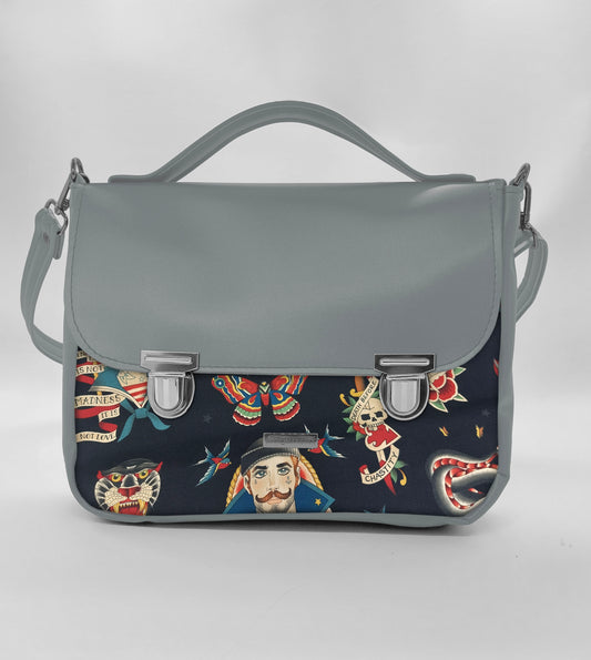 "DOTTY" VEGAN maxi SIMILPELLE grigio/sailor