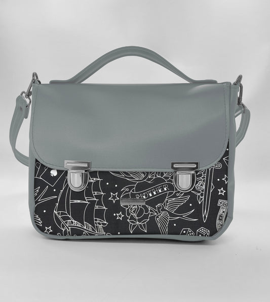 "DOTTY" VEGAN maxi SIMILPELLE grigio/tattoo black