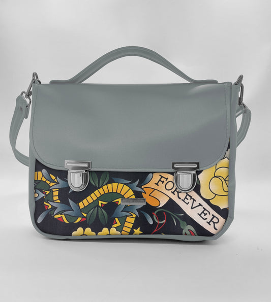 "DOTTY" VEGAN maxi SIMILPELLE grigio/true love black