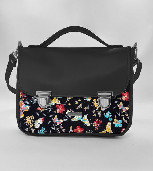 "DOTTY" VEGAN maxi SIMILPELLE nero/ butterfly