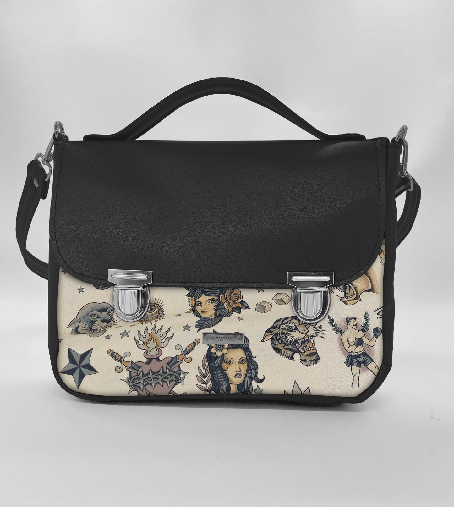 "DOTTY" VEGAN maxi SIMILPELLE nero/tattoo beige