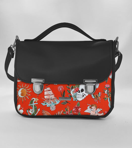 "DOTTY" VEGAN maxi SIMILPELLE nero/tell tale rosso