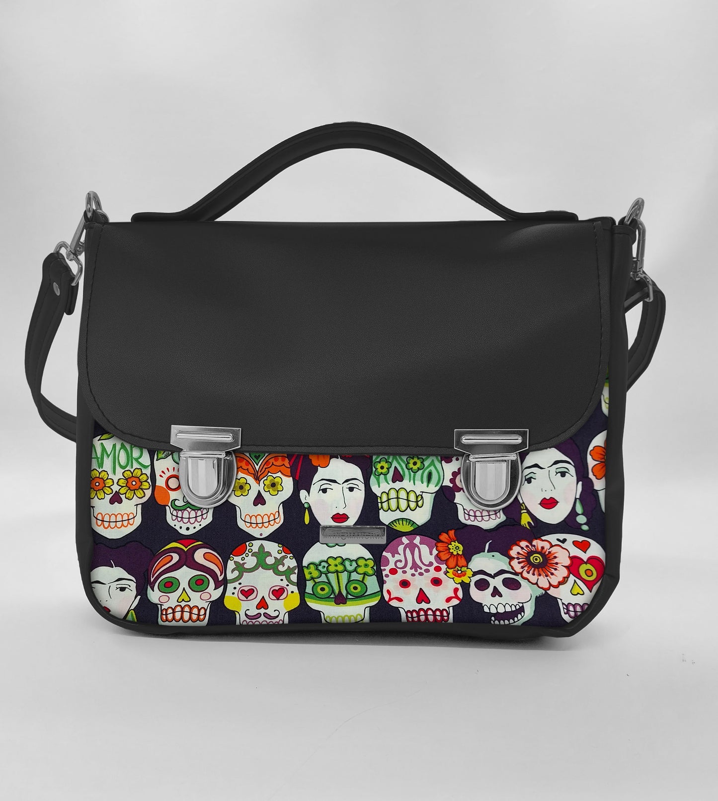"DOTTY" VEGAN maxi SIMILPELLE nero/frida teschi