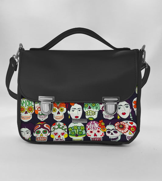 "DOTTY" VEGAN maxi SIMILPELLE nero/frida teschi